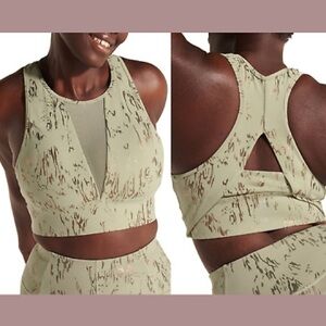 NWOT Halle Berry X Sweaty Betty Athena XS super soft bra green foil print